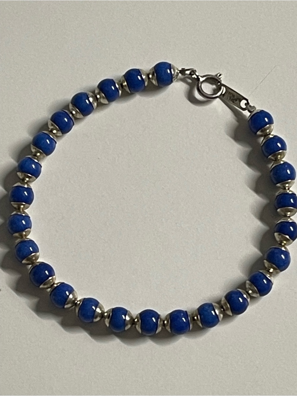 Sterling Silver and Blue Bead Bracelet - Women's Jewelry